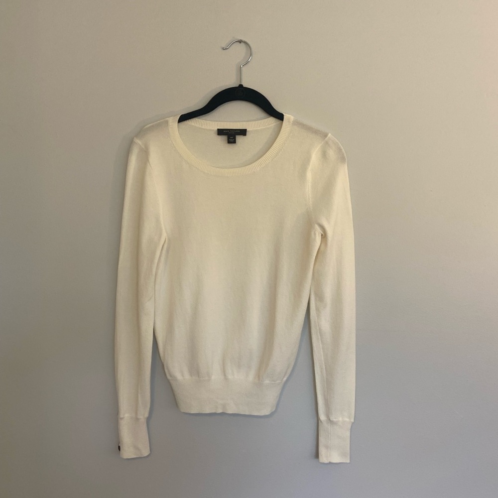 Ann Taylor XSP winter white sweater with cuff button